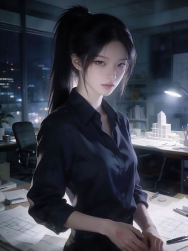 沈遲 — 建築事務所製圖師 AI character portrait